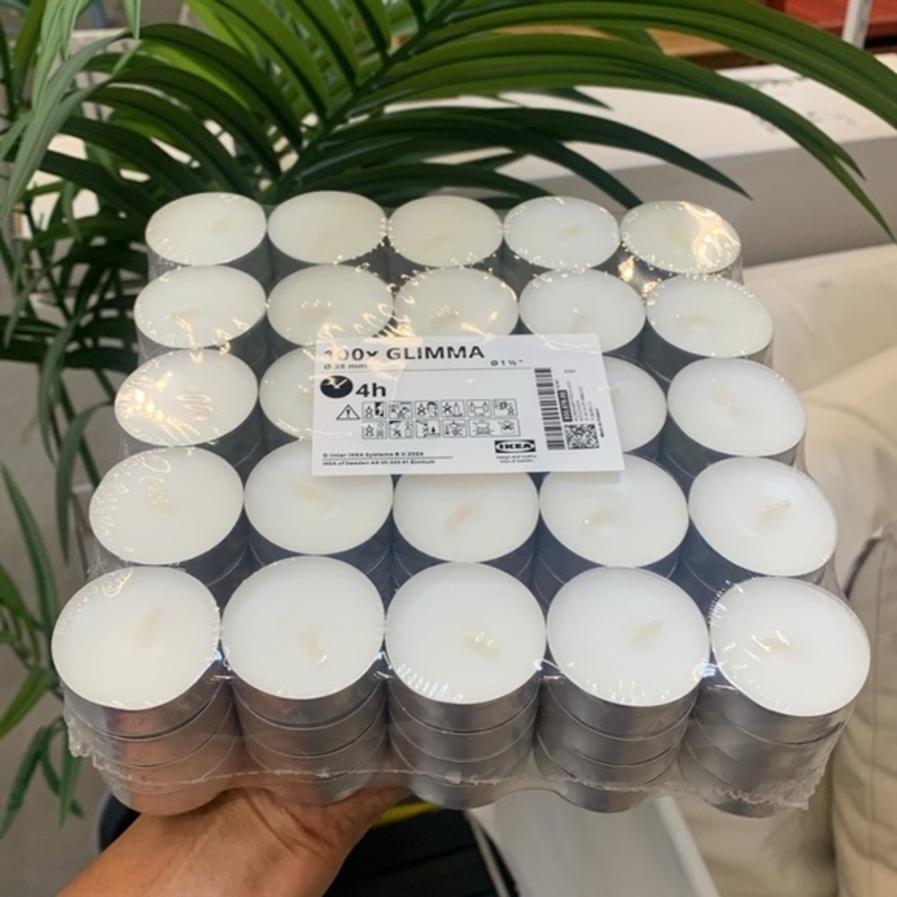 1 packs/100 individual IKEA GLIMMA Unscented tea lights date night dinner party